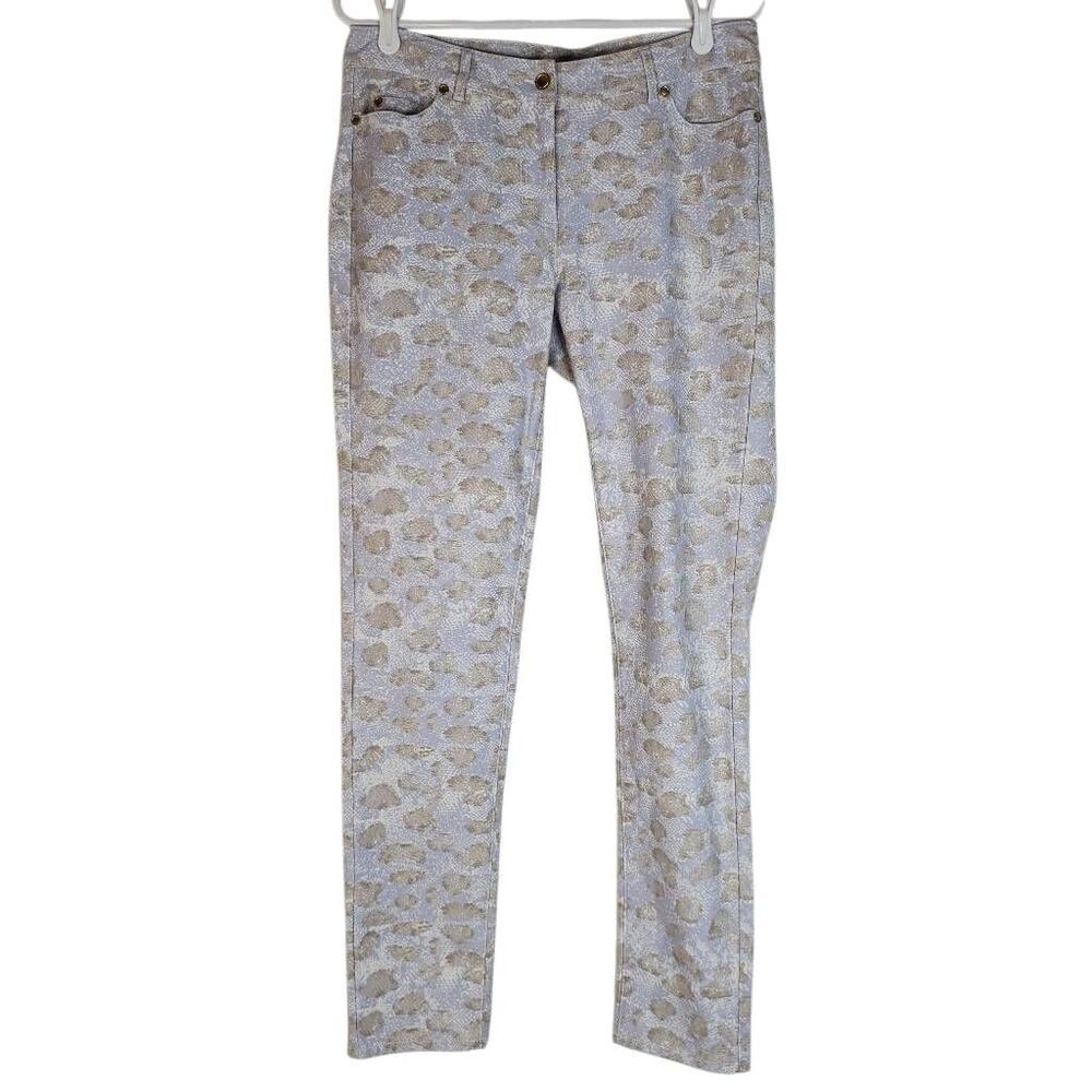 J. McLaughlin Snakeskin Print Mid-rise Lexi Slim Jeans Periwinkle Tan Size 8